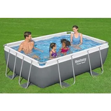 Bestway: Power Steel 9'3" x 6'5" x 33" Above Ground Pool Set - 937 Gallons, Rectangular Outdoor Family Pool, Corrosion & Puncture Resistant, Includes ChemConnect Dispenser, Filter & Pump