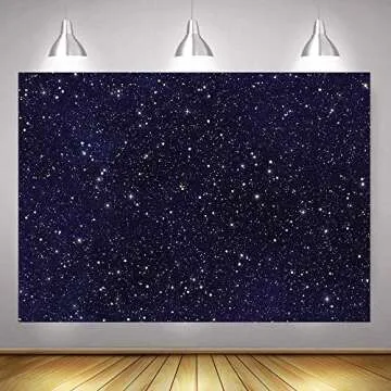 Night Sky Star Backdrops Universe Space Theme Starry Photography Backdrop Galaxy Stars Children Boy 1st Birthday Party Photo Background Newborn Baby Shower Banner Photo Studio Booth 7x5ft Vinyl