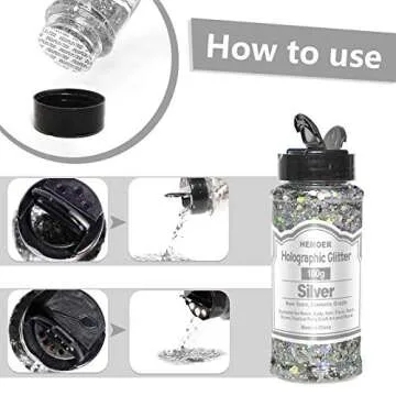 HEMOER Holographic Chunky Glitter Set for Crafting Projects