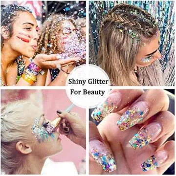 HEMOER Holographic Chunky Glitter Set for Crafting Projects