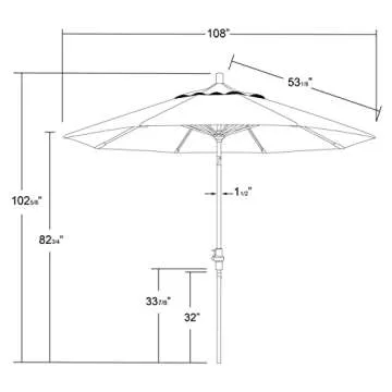 California 9' Round Market Umbrella with Collar Tilt