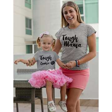 Tough Mama Mommy and Me Matching Outfits Mothers Day Mom and Daughter Son Shirts Mom Gray Medium/Child Gray 2T