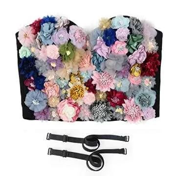 Elegant ELLACCI 3D Floral Bustier Crop Top for Women