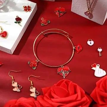 Yaomiao 80 Metal Heart Charms for Jewelry Crafting