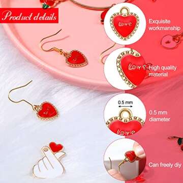 Yaomiao 80 Metal Heart Charms for Jewelry Crafting