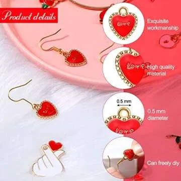 Yaomiao 80 Metal Heart Charms for Jewelry Crafting