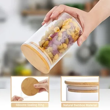 Elegant 3 Pack Glass Storage Containers with Bamboo Lids