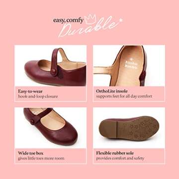 Bimbobimba Girls Dress Shoes Mary Jane Flats for Little Kid Toddler - Ivory