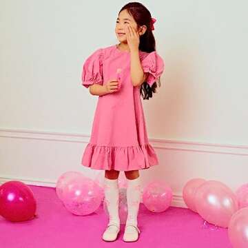 Bimbobimba Girls Dress Shoes Mary Jane Flats for Little Kid Toddler - Ivory