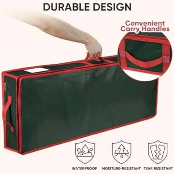 BALEINE SOFT Christmas Wrapping Paper Storage Bag, 40" Durable PE Gift Wrap Storage Bag with Flexible Partitions and Pockets for Ribbon, Accessories (Green)