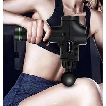 Percussion Massage Gun, Portable Deep Tissue Electric Muscle Massager for Athletes - 30 Speed Levels, 8 Different Massage Heads for Deep Muscle Relaxation and Pain Relief, Super Quiet Brushless Motor