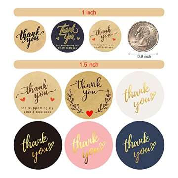 SWISION 1 Inch 500 Pcs Kraft Thank You Stickers for Supporting My Small Business Package Roll, Thank...