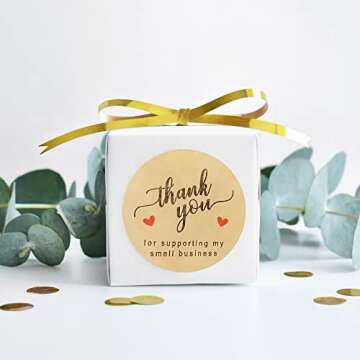 500 Pcs Kraft Thank You Stickers, Perfect for Gifts & Packaging