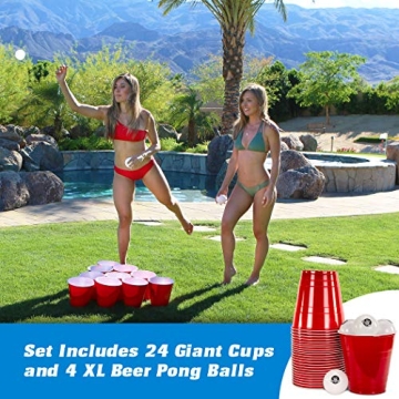 GoPong Giant Yard Pong Drinking Game with 24 Giant Cups
