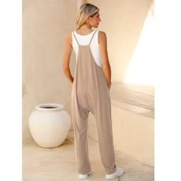LILBETTER Women's Casual V Neck Sleeveless Jumpsuit with Pockets
