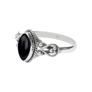Black Onyx Stone Ring for Women - Handmade 925 Silver