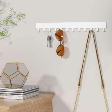 bussdis Necklace Holder Hanging Jewelry Organizer - Jewelry Organizer for Necklace, Self-Adhesive Necklace Organizer, Wall Jewelry Organizer,2 Pack, White