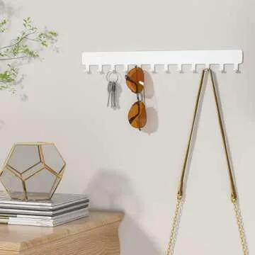 bussdis Necklace Holder Hanging Jewelry Organizer - Jewelry Organizer for Necklace, Self-Adhesive Necklace Organizer, Wall Jewelry Organizer,2 Pack, White