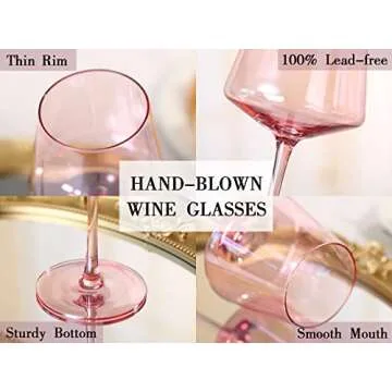 Physkoa Colored Wine Glasses Set of 6-18oz Hand Blown Crystal Colorful Wine Glasses with Long Stem, Multicolor Wine Glass for Wine Lovers, Wedding, Birthday, Valentines Day Gifts for Women