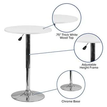 Flash Furniture Pearl Round Adjustable Dining Table