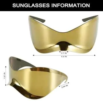 Futuristic Sunglasses for Men Women Oversized Wrap Around Shield Fashion Superhero Chic Mask Sun Glasses Shades Gold