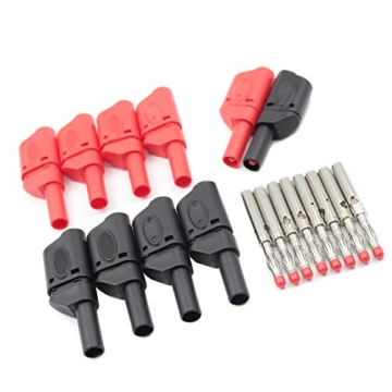 10Pcs Safety Fully Insulated Multimeter Test Leads 4mm Banana Plugs Male Stackable Connectors with B...
