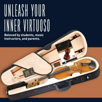 Cecilio CVN-500 Solidwood Ebony Violin with D'Addario Strings