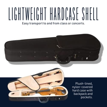 Cecilio CVN-500 Solidwood Ebony Violin with D'Addario Strings