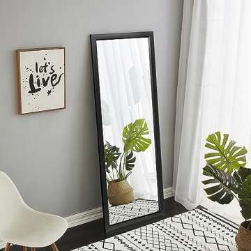 NeuType Wall Mirror Wall Mounted Mirror, Wall Mirror Full Length Decor Mirror Hanging on The Door or on The Wall, Full Length Wall Mirror with Polystyrene Frame for Home Decoration, Black 43"x16"