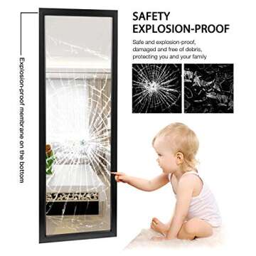 NeuType Wall Mirror Wall Mounted Mirror, Wall Mirror Full Length Decor Mirror Hanging on The Door or on The Wall, Full Length Wall Mirror with Polystyrene Frame for Home Decoration, Black 43"x16"