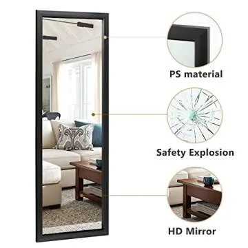 NeuType Wall Mirror Wall Mounted Mirror, Wall Mirror Full Length Decor Mirror Hanging on The Door or on The Wall, Full Length Wall Mirror with Polystyrene Frame for Home Decoration, Black 43"x16"