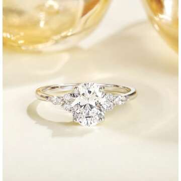 TIGRADE 3CT Engagement Ring Oval Cut Cubic Zirconia Marquise Round CZ Eternity Wedding Band for Wome...