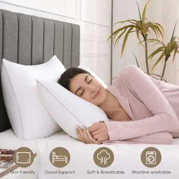 Aocoz Pillows, Queen Pillows with Down Alternative Fill, Luxury Bed Pillows Set of 2 with Breathable Cover Suitable for Neck, Shoulder, Back and Other Sleepers, 30" x 20"