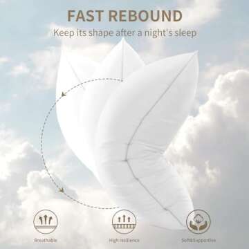 Aocoz Pillows, Queen Pillows with Down Alternative Fill, Luxury Bed Pillows Set of 2 with Breathable Cover Suitable for Neck, Shoulder, Back and Other Sleepers, 30" x 20"