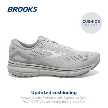 Brooks Women's Ghost 15 Neutral Running Shoe - Oyster/Alloy/White - 12 Wide