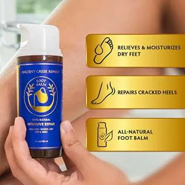 Ancient Greek Remedy Organic Foot Balm for Dry Cracked Feet and Heels, Made of Olive, Almond, Jojoba...