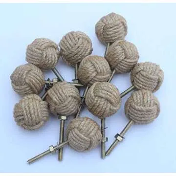 12 Knotty Door Knobs - Nautical Drawer Pulls for Coastal Decor