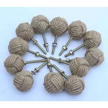 12 Knotty Door Knobs - Nautical Jute Rope Drawer Pulls
