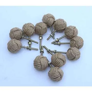 12 Knotty Door Knobs - Nautical Jute Rope Drawer Pulls