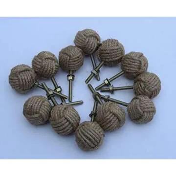 12 Knotty Door Knobs - Nautical Jute Rope Drawer Pulls