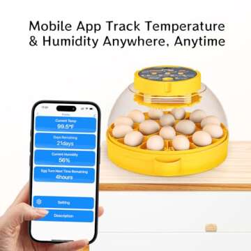 Ponhu 16 Egg Incubator, Incubators for Hatching Eggs, Intelligent Temperature Control, Egg Candler a...