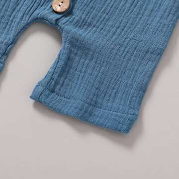 Infant Newborn Baby Boys Girls Cotton Linen Romper Summer Jumpsuit Sleeveless Overalls Clothing Set (Light Blue, 12-18 Months)