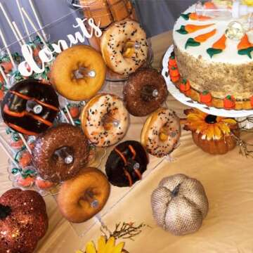 LUGUNU Reusable Large Acrylic Donut Wall Display On Table Donut Wall for Baby Showers Bridal Shower Wedding Party Birthday Decorations, 9 Pillars, 12 x 16 Inches (Say Donuts)