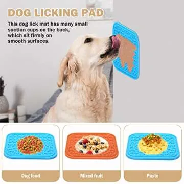 Lick Mat for Dogs Slow Feeder Licking Mat Anxiety Relief Lick Pad with Suction Cups for Peanut Butte...