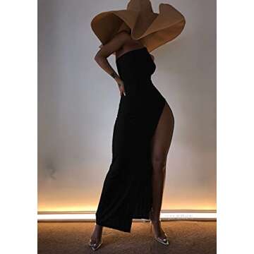 XLLAIS Ribbed Dress - One Shoulder Split Maxi Summer Dress