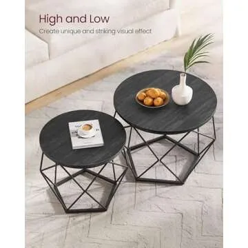 VASAGLE Round Coffee Table Set - Stylish & Versatile