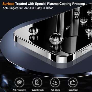 QHOHQ 3 Pack Screen Protector for iPhone 15 Pro [6.1 Inch] with 3 Pack Camera Lens Protector, Tempered Glass Film, HD Clear, 9H Hardness, No Bubbles, Case Friendly