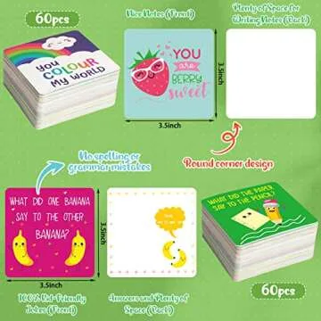 120 Pcs Cute Lunch Box Notes for Kids with Jokes