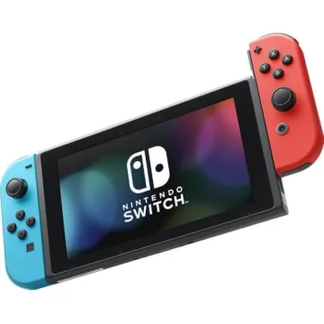 Nintendo Switch Console Bundle – Neon Blue & Red Joy-Cons, Dock, Controller Grip, Carrying Case, C...