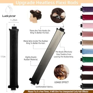 Satin Flexi Rods for Heatless Jumbo Curls – 3pcs Black